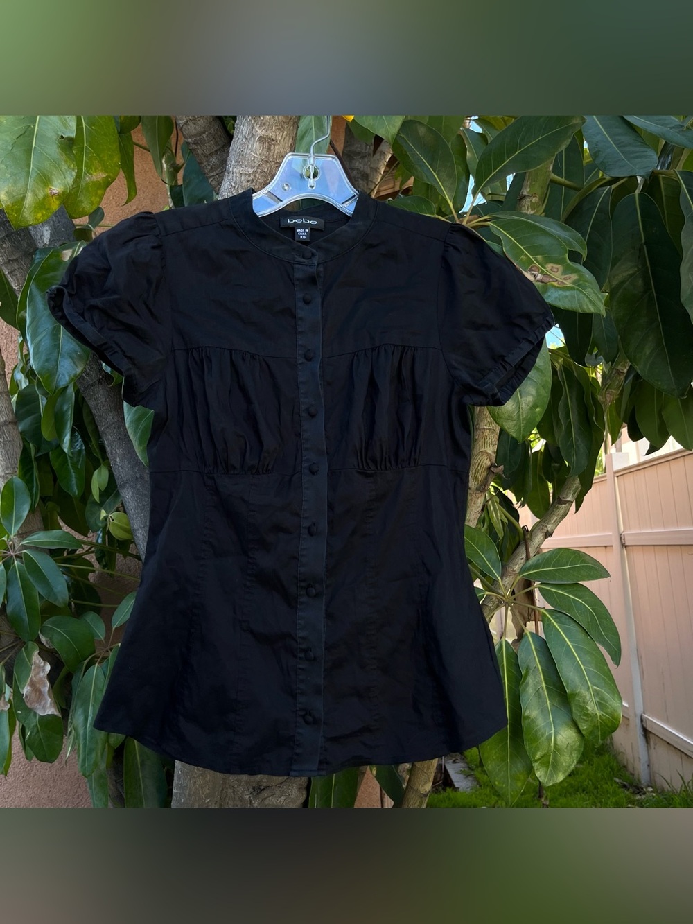 Vintage Y2K Bebe Black Button Down Top .